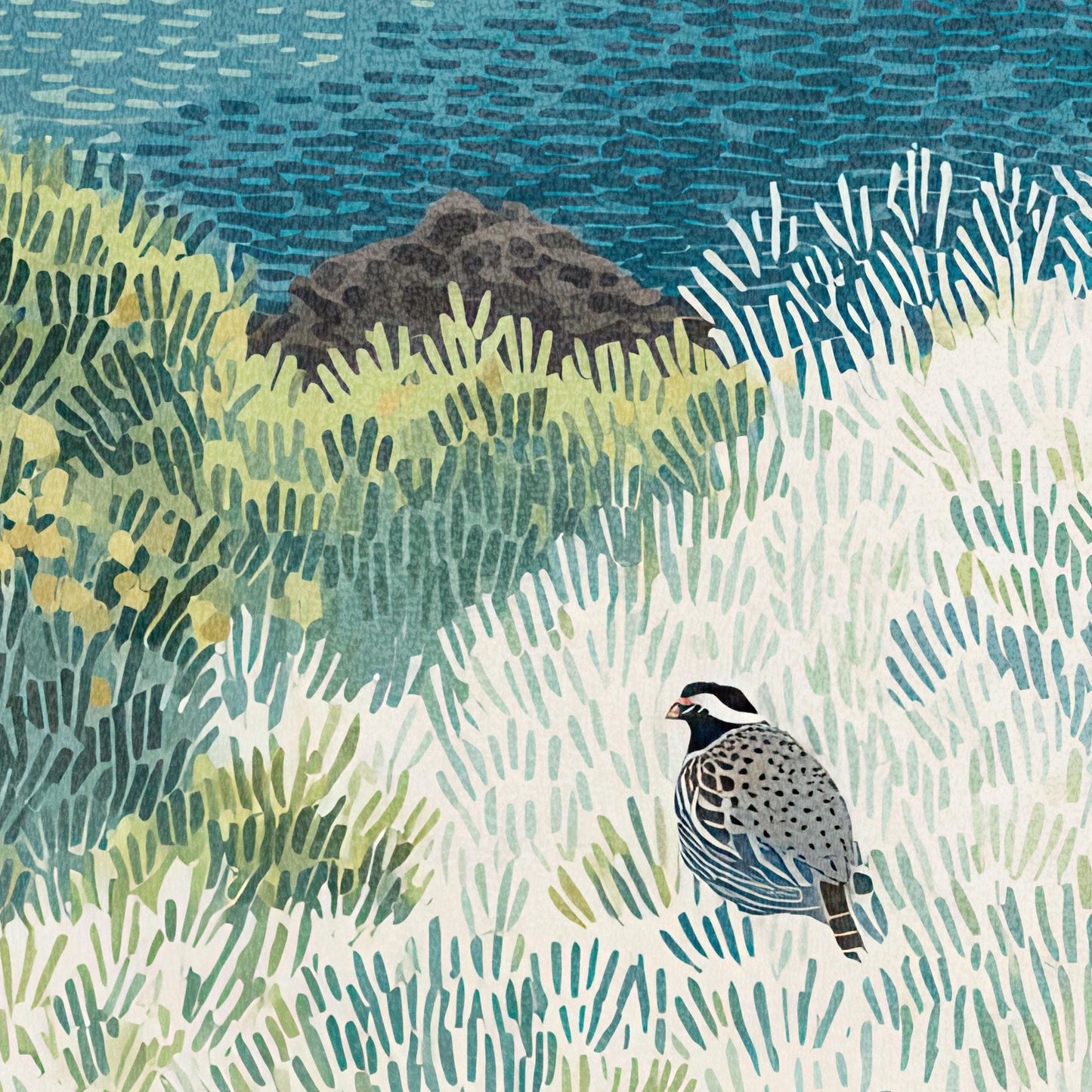 California Quail on the Coastline Note Cards