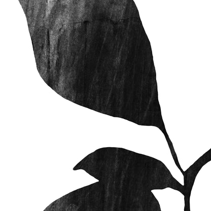 Six Leaf Plant Black and White Botanical Silhouette Painting Print