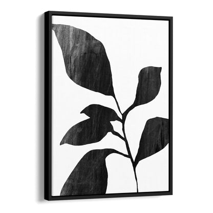 Six Leaf Plant Black and White Botanical Silhouette Painting Print