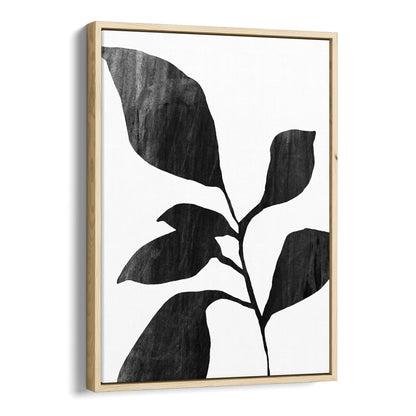 Six Leaf Plant Black and White Botanical Silhouette Painting Print