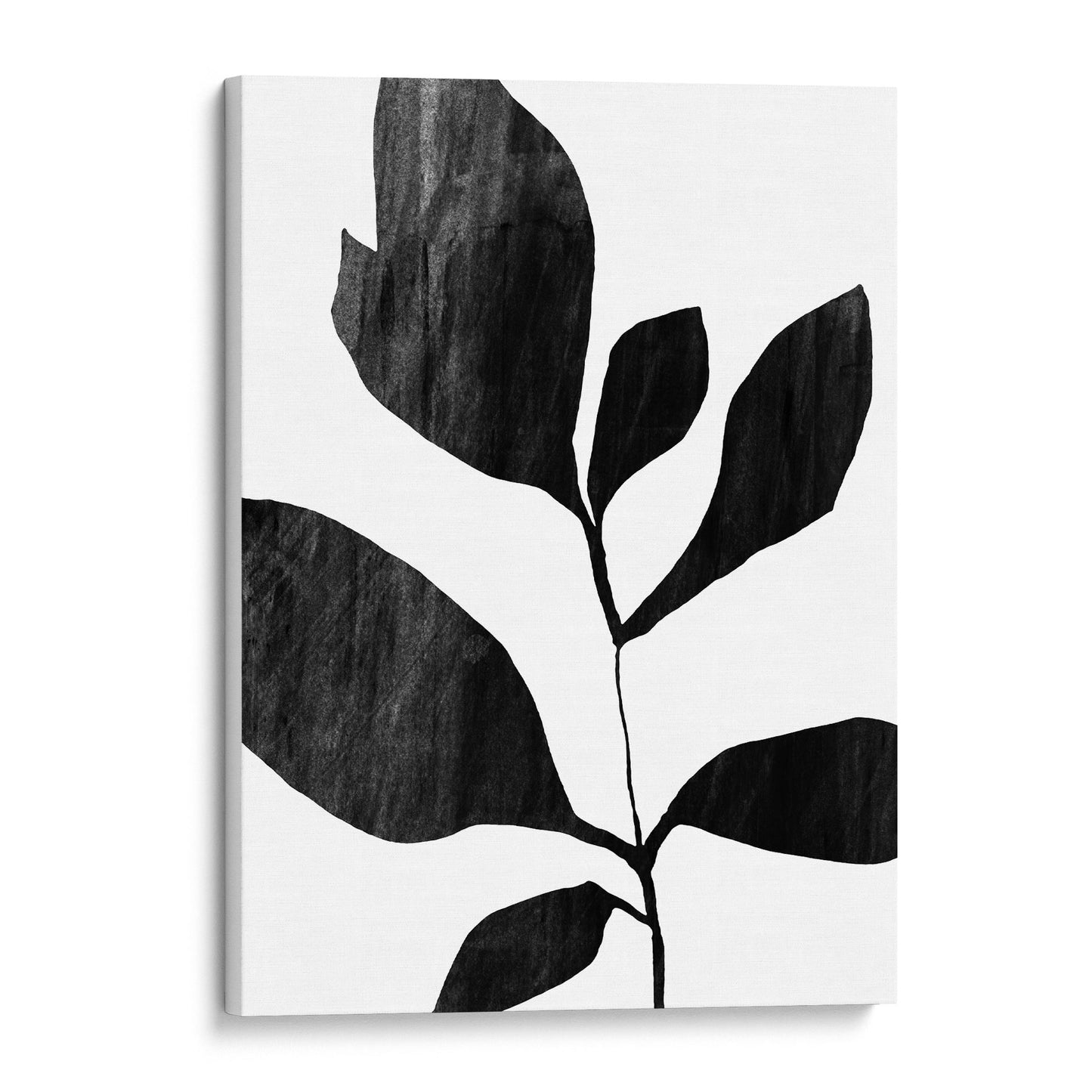 Seven Leaf Plant Black and White Botanical Silhouette Painting Print