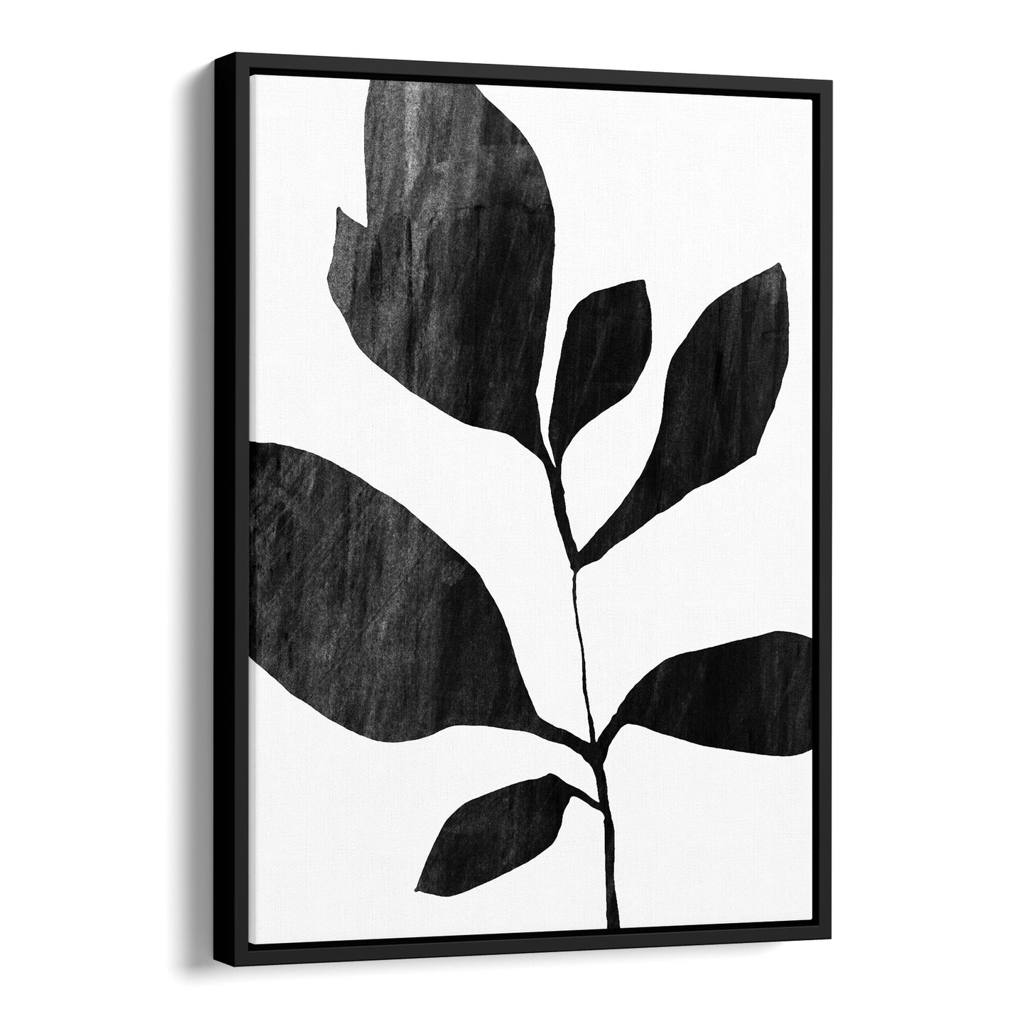 Seven Leaf Plant Black and White Botanical Silhouette Painting Print