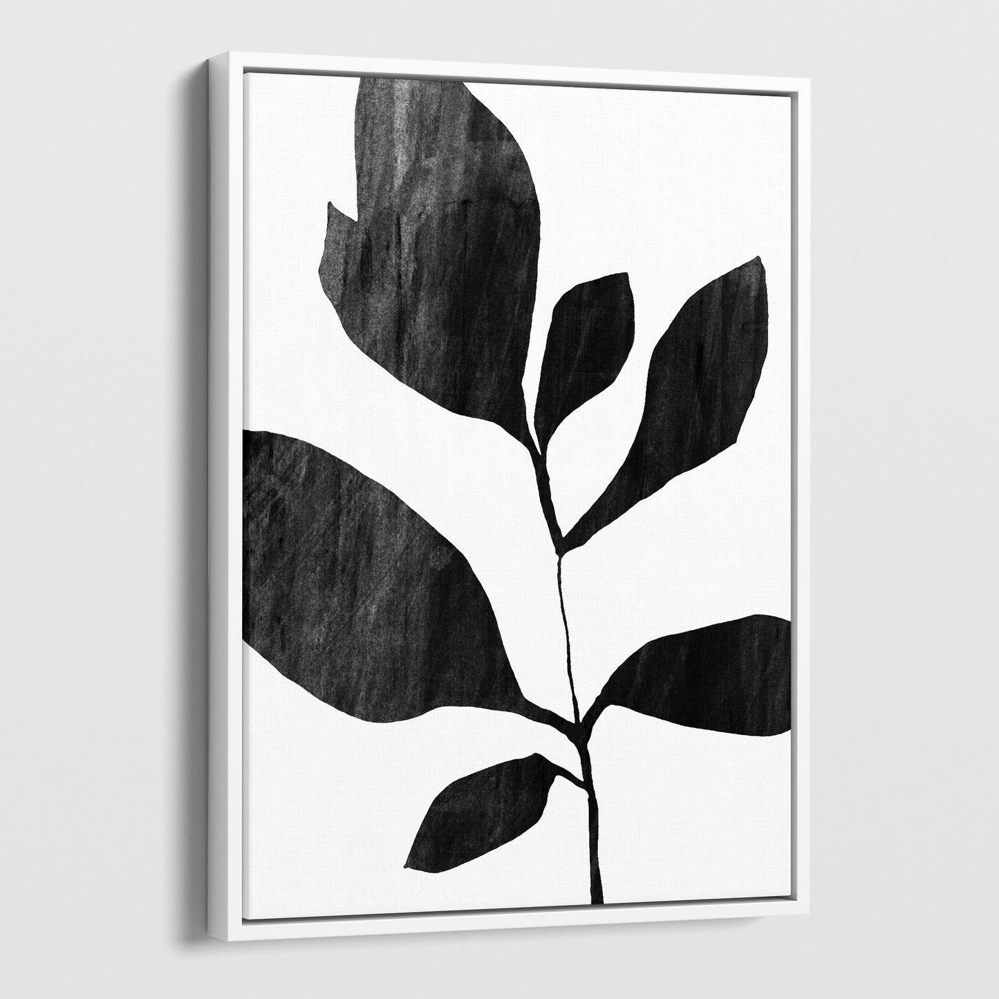 Seven Leaf Plant Black and White Botanical Silhouette Painting Print