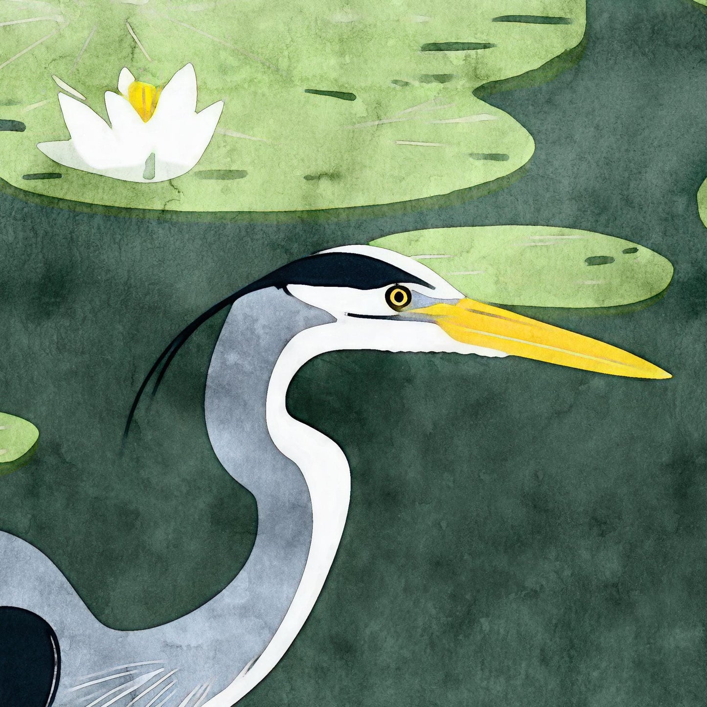 Heron and Lily Pads Note Cards