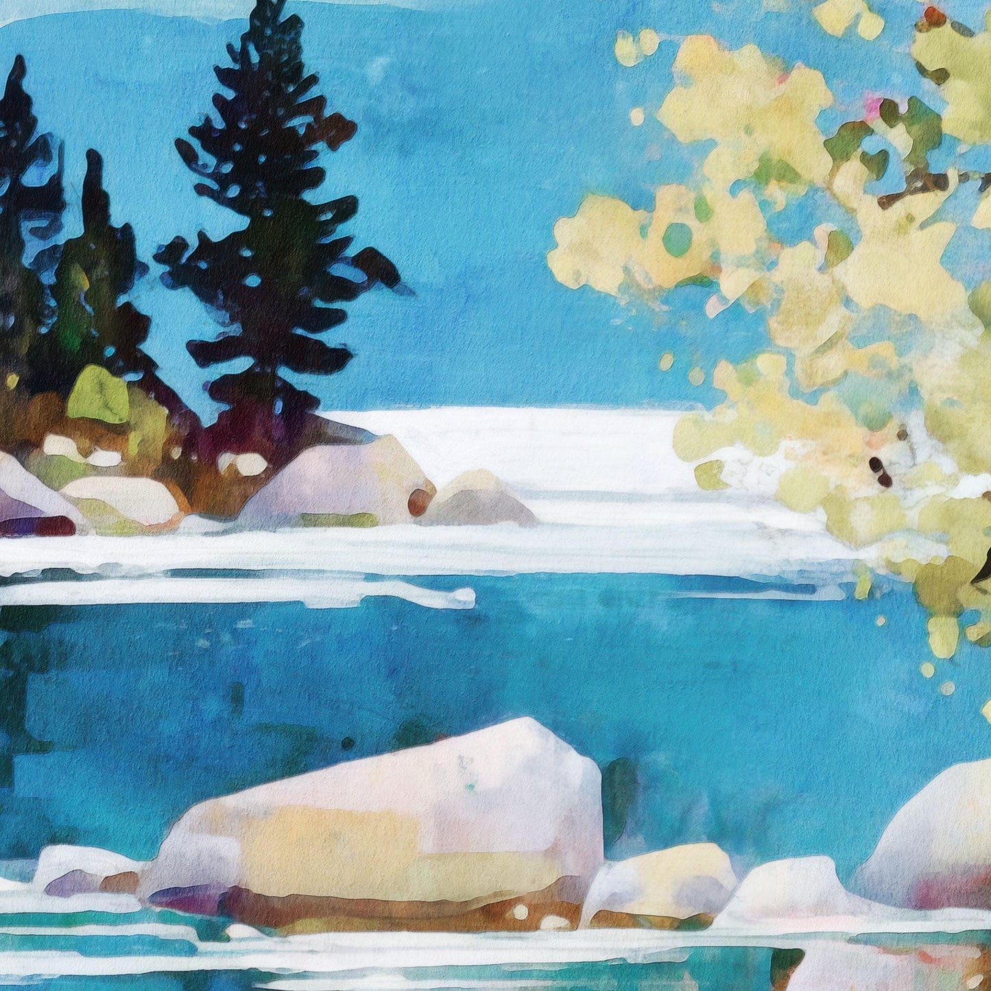 Lake Tahoe Illustration Note Cards
