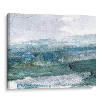 Teal and Grey Minimalist Abstract Seascape Watercolor Painting Print