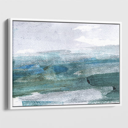 Teal and Grey Minimalist Abstract Seascape Watercolor Painting Print