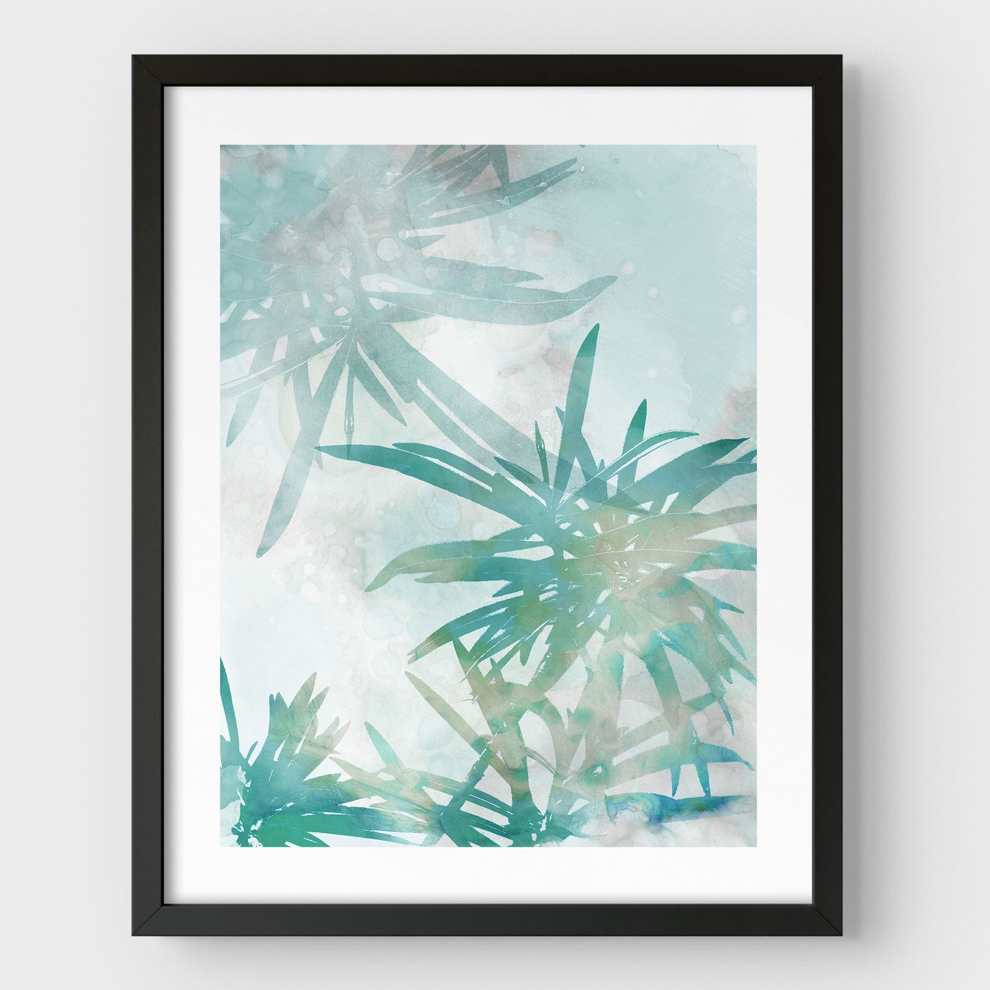 Teal and Aqua Palm Leaf