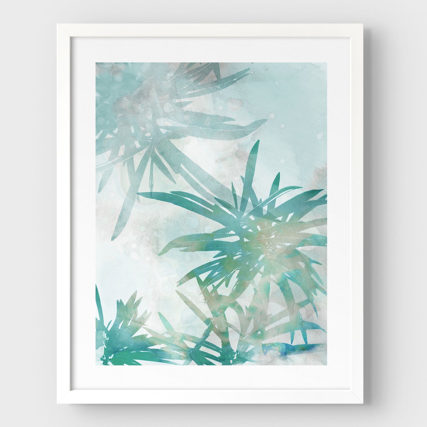 Teal and Aqua Palm Leaf