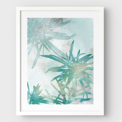 Teal and Aqua Palm Leaf