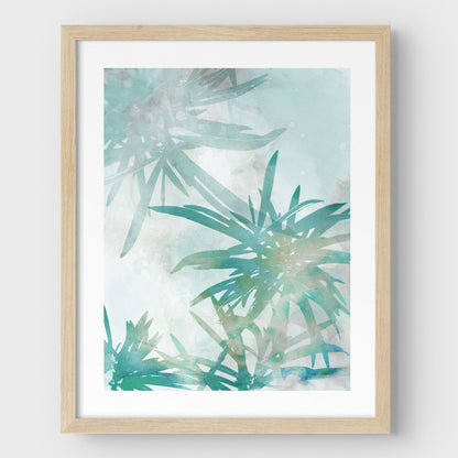 Teal and Aqua Palm Leaf