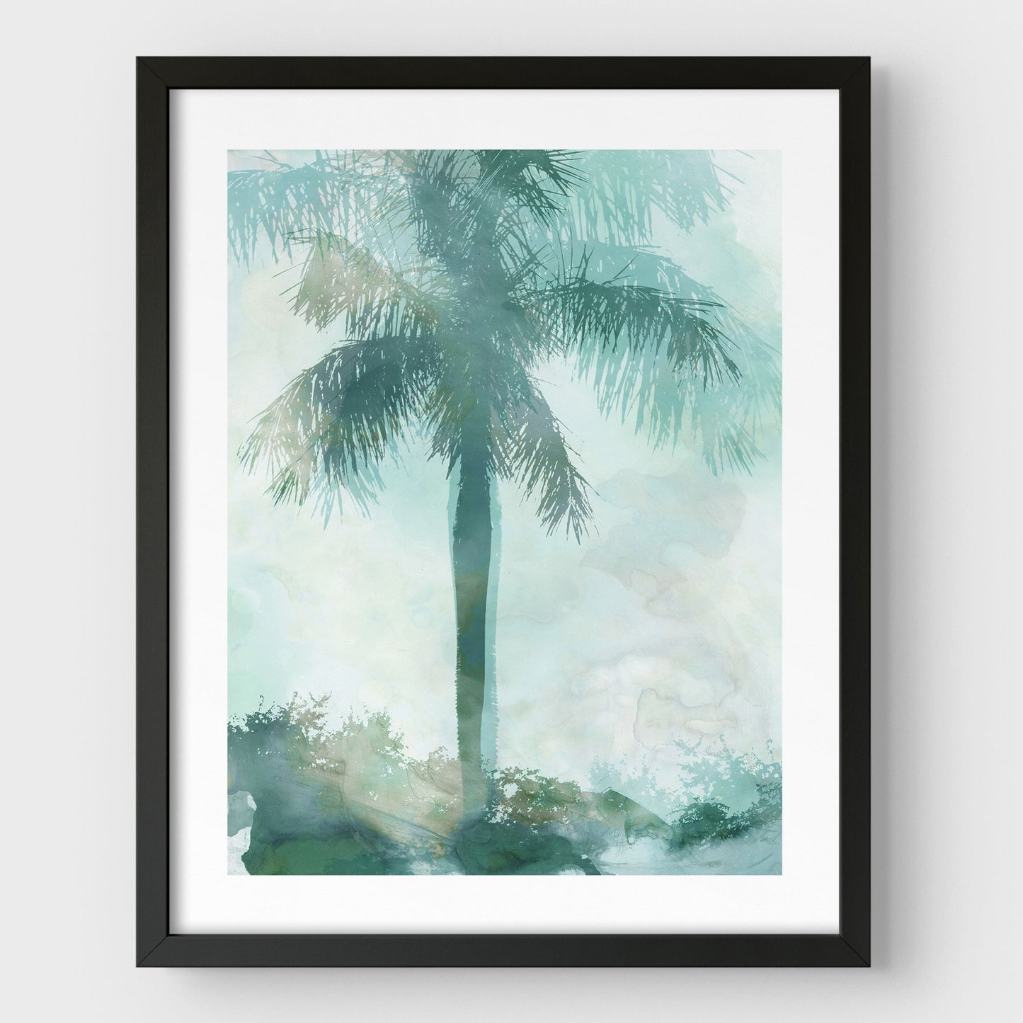 Teal and Aqua Palm Tree