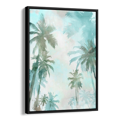 Blue and Green Palm Trees Watercolor Print