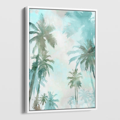 Blue and Green Palm Trees Watercolor Print