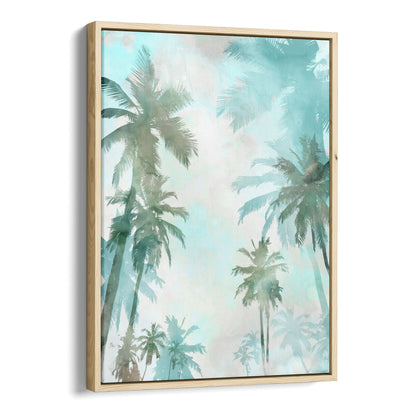 Blue and Green Palm Trees Watercolor Print