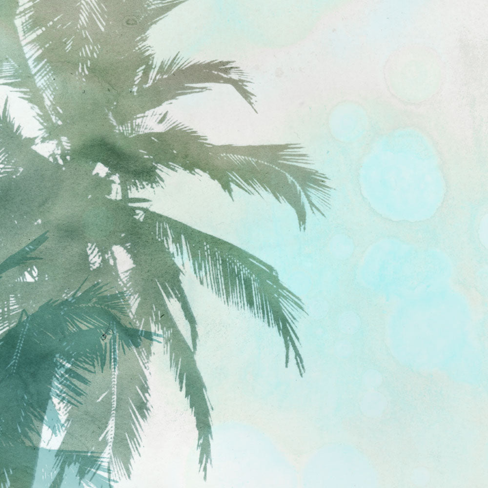 Blue and Green Palm Trees Watercolor Print