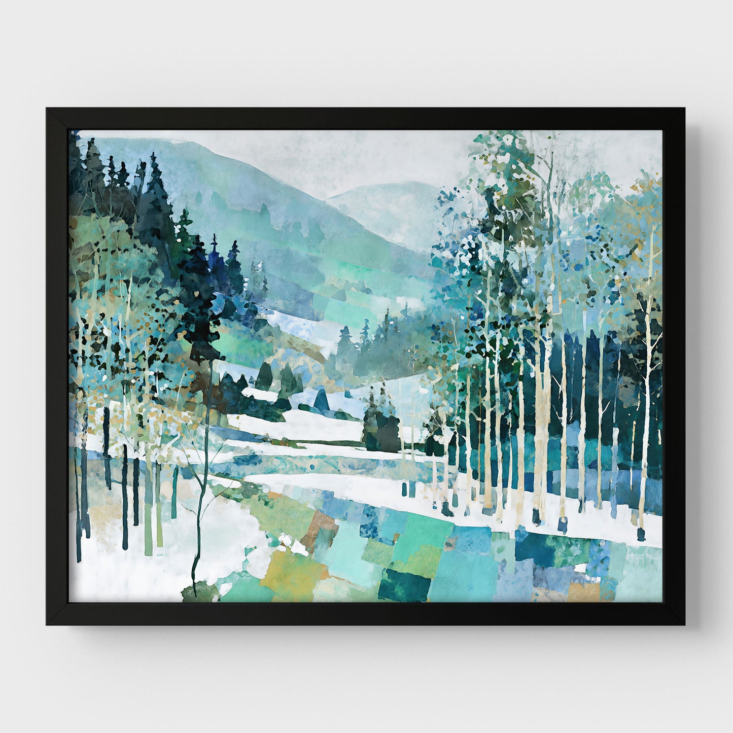 Aspen Grove Winter Watercolor Art Print