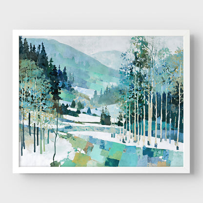 Aspen Grove Winter Watercolor Art Print