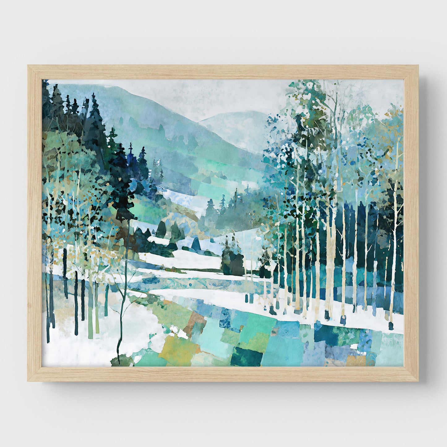 Aspen Grove Winter Watercolor Art Print