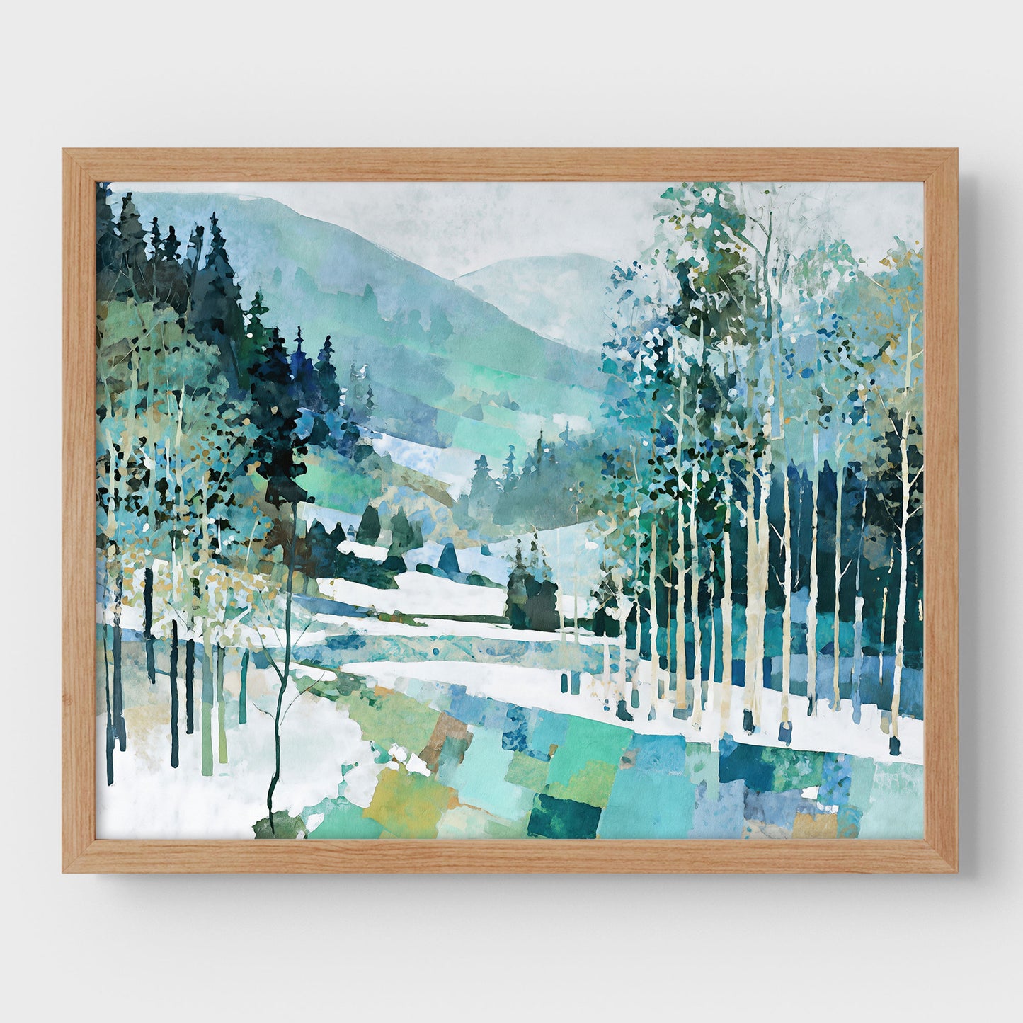Aspen Grove Winter Watercolor Art Print