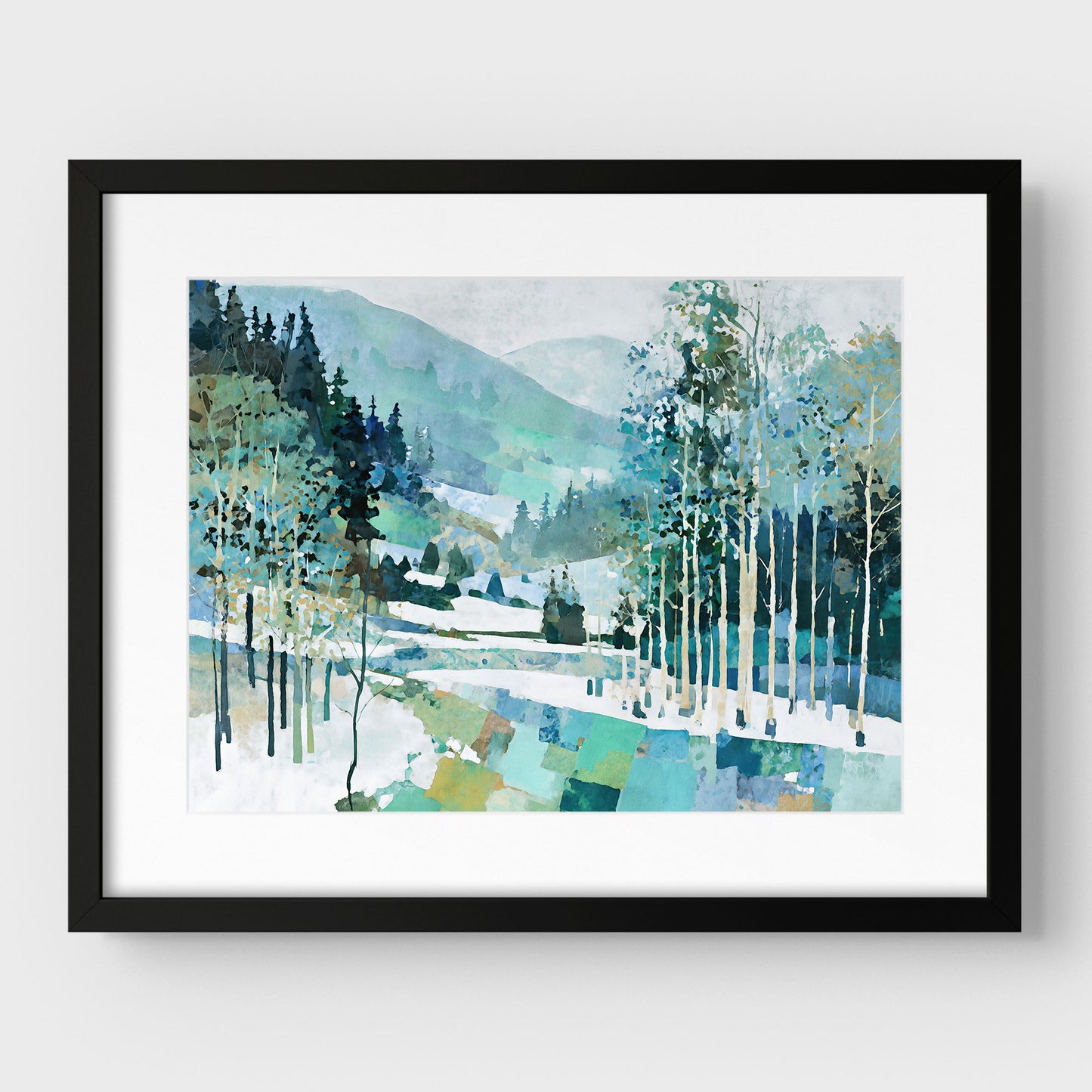 Aspen Grove Winter Watercolor Art Print