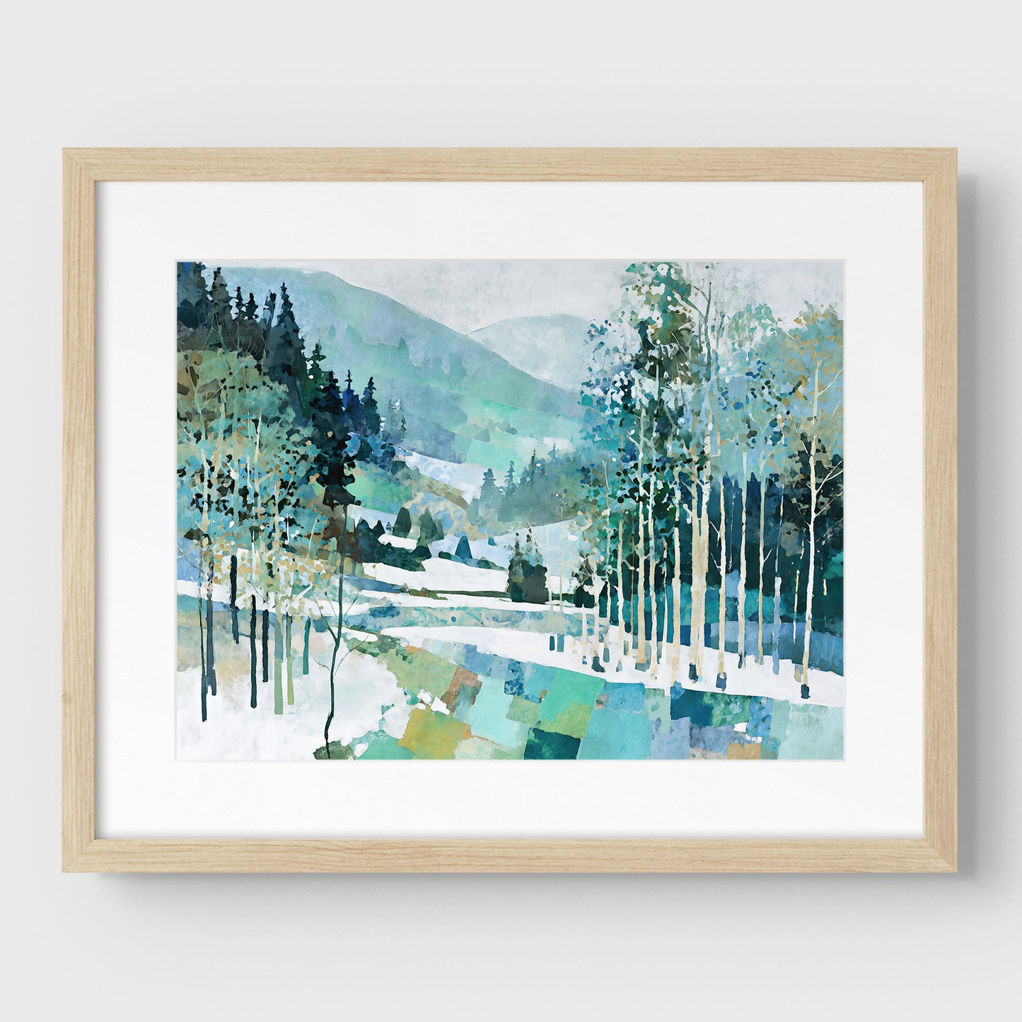 Aspen Grove Winter Watercolor Art Print