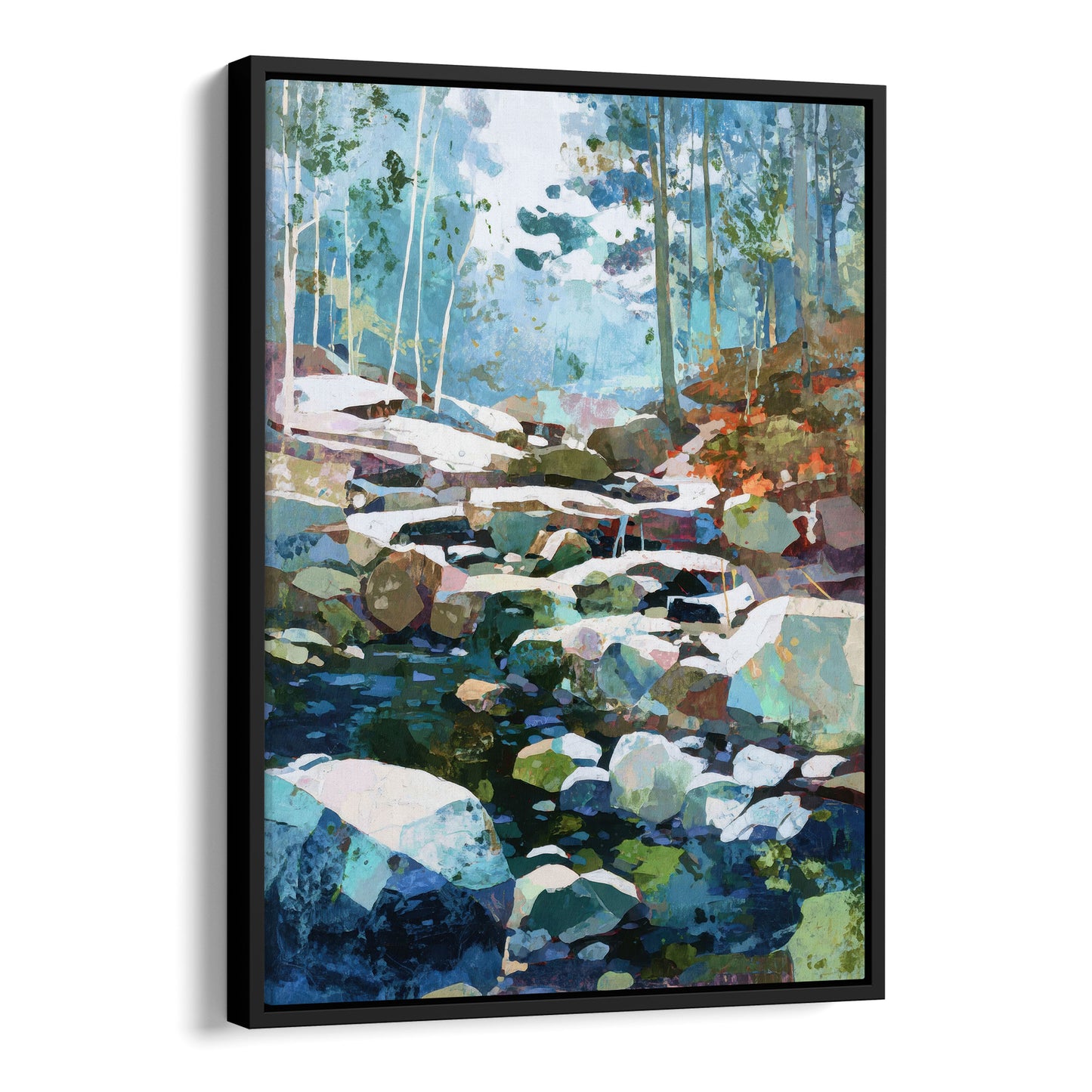 Autumn Creek Early Snowfall Forest Art Print