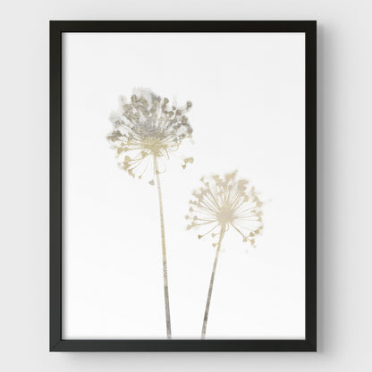 Beige Dandelion Minimalist Floral Print