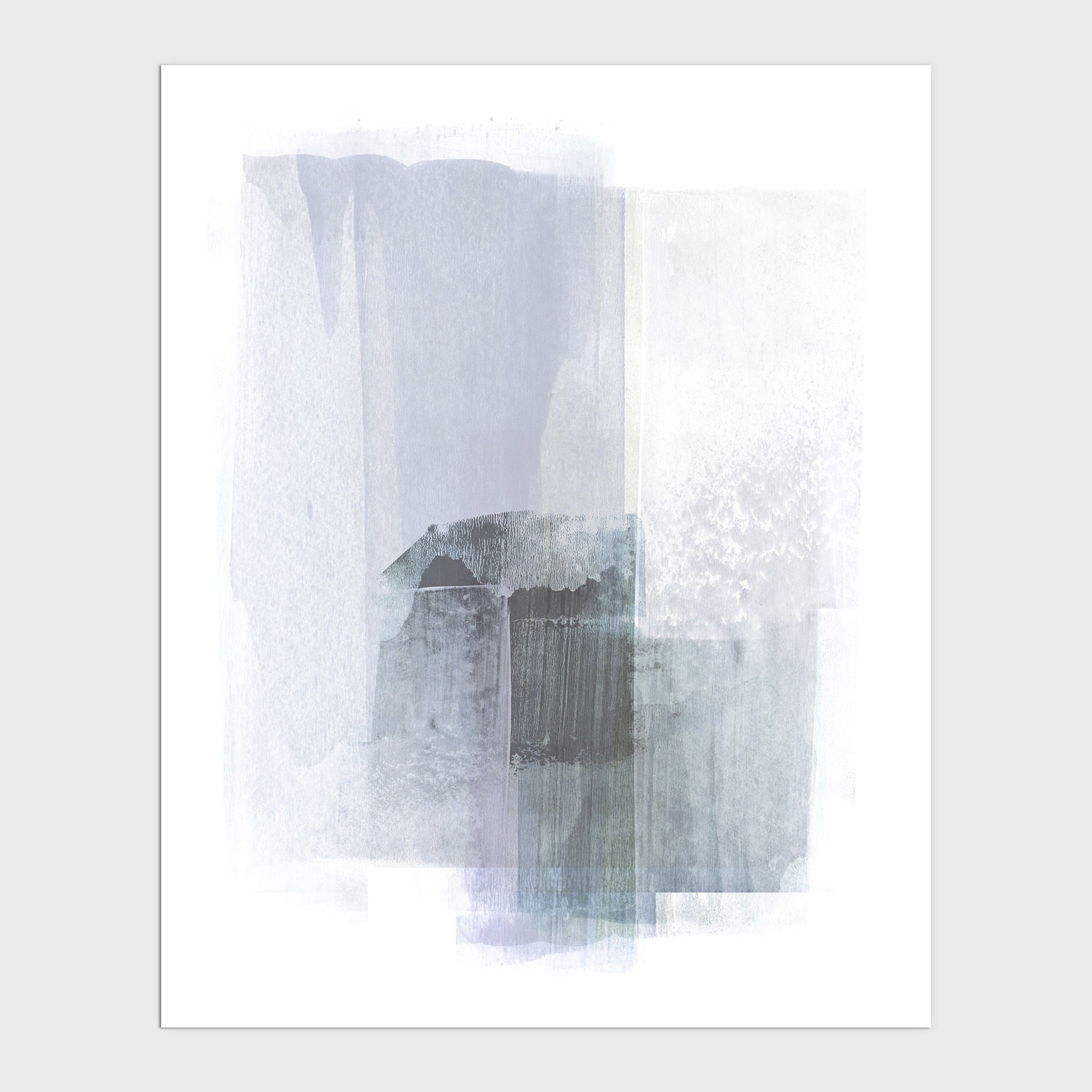 Blue Grey Modern Minimalist Abstract Painting Print