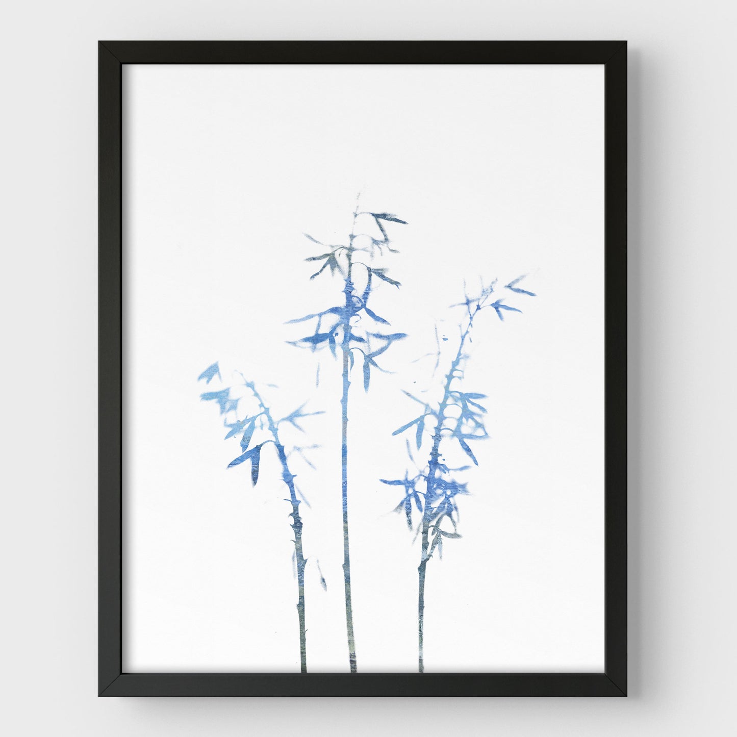 Blue Bamboo Minimalist Botanical Illustration Print