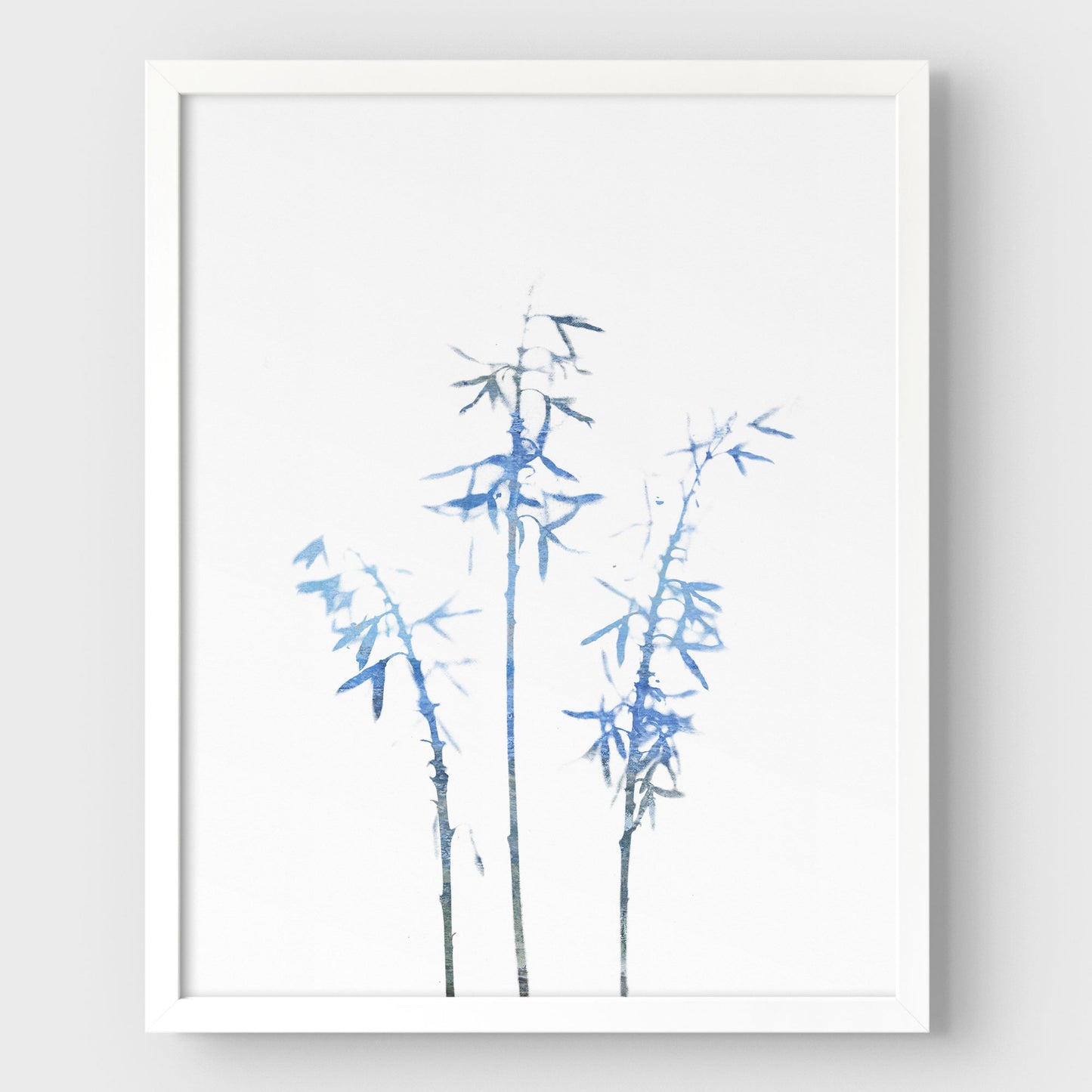 Blue Bamboo Minimalist Botanical Illustration Print