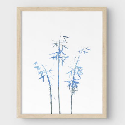 Blue Bamboo Minimalist Botanical Illustration Print