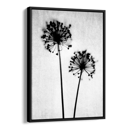 Black and White Dandelion Silhouette Photography Print