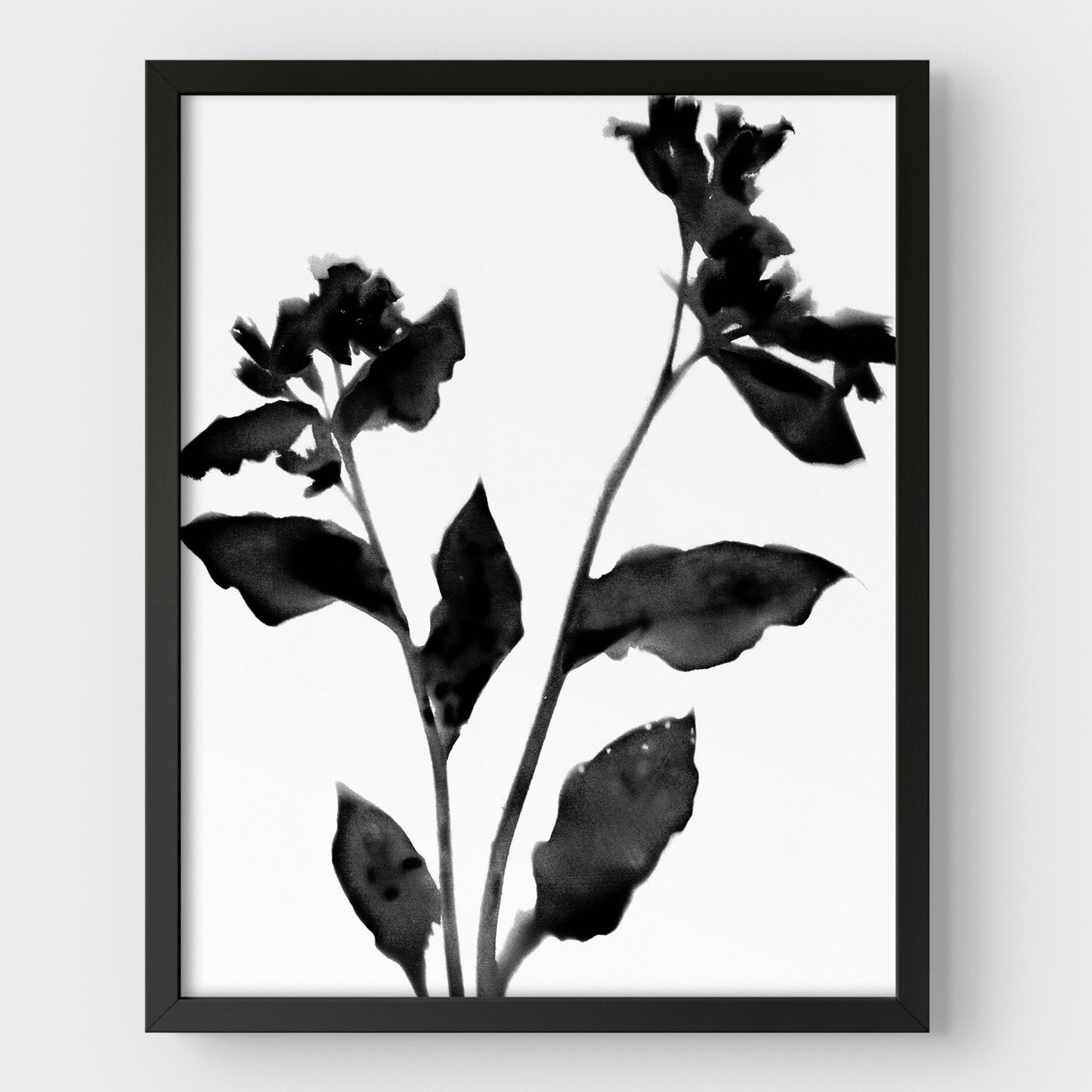 Black and White Flower Silhouette II Print