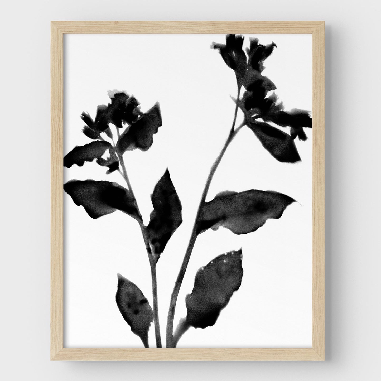 Black and White Flower Silhouette II Print