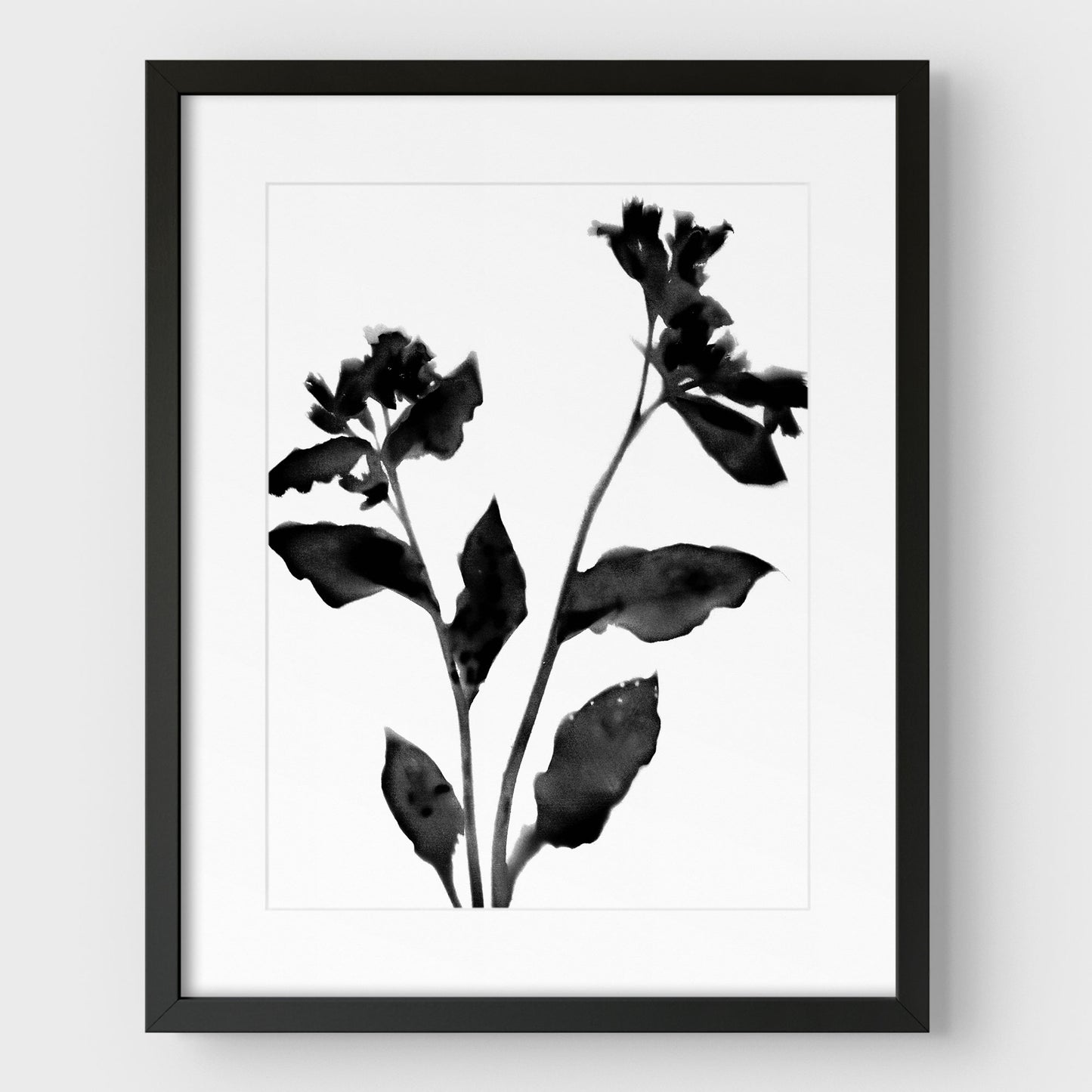 Black and White Flower Silhouette II Print
