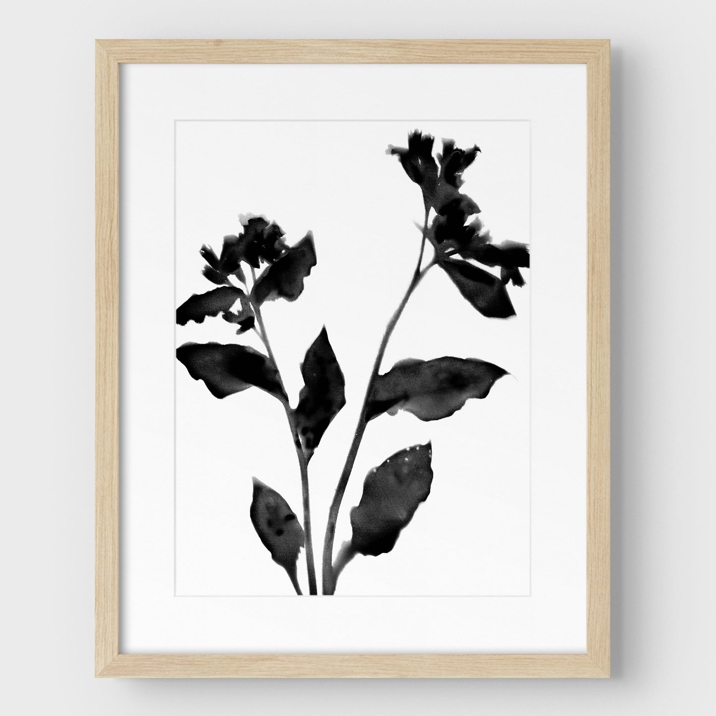 Black and White Flower Silhouette II Print