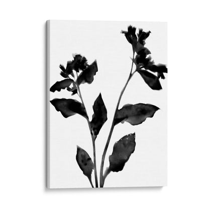 Black and White Moody Floral Silhouette Botanical Print