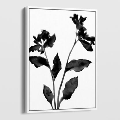 Black and White Moody Floral Silhouette Botanical Print