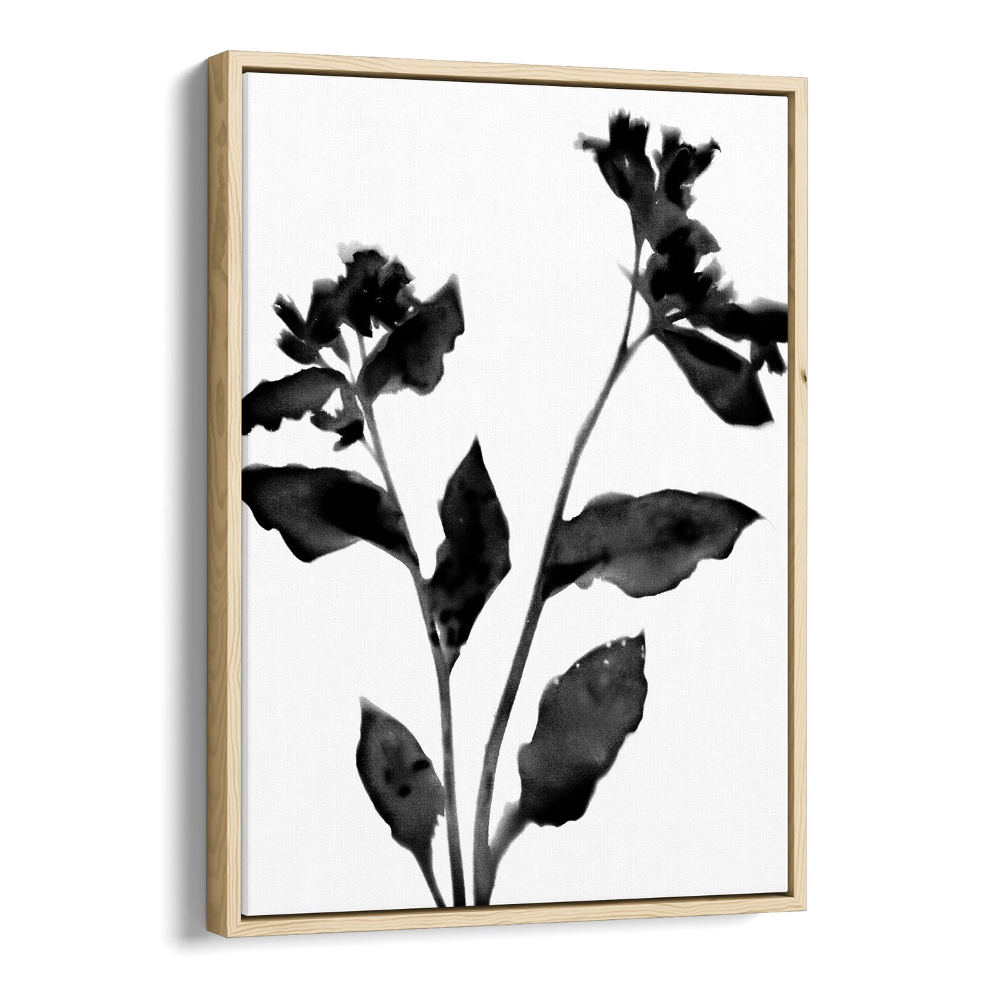 Black and White Moody Floral Silhouette Botanical Print