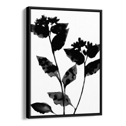 Black and White Moody Flower Silhouette Botanical Print