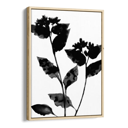 Black and White Moody Flower Silhouette Botanical Print