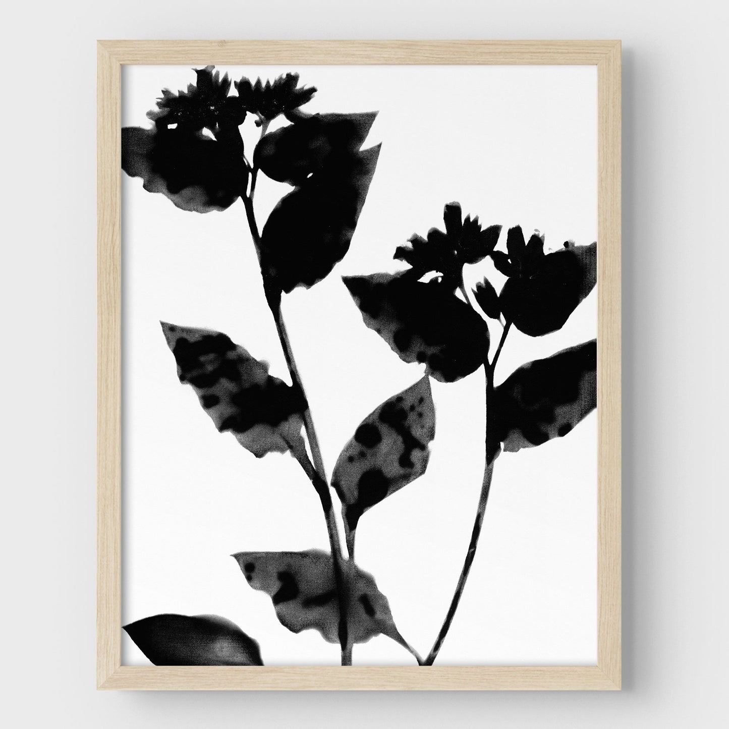 Black and White Moody Flower Silhouette Botanical Print