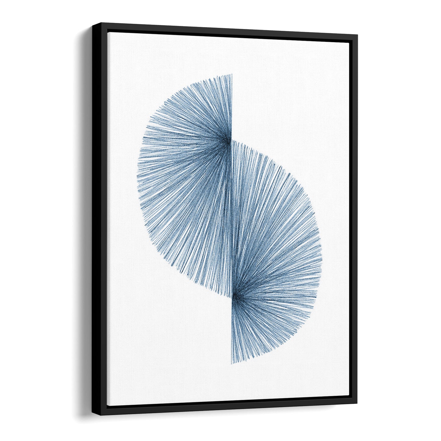 Blue Wave Mid Century Modern Geometric Abstract Line Drawing Print