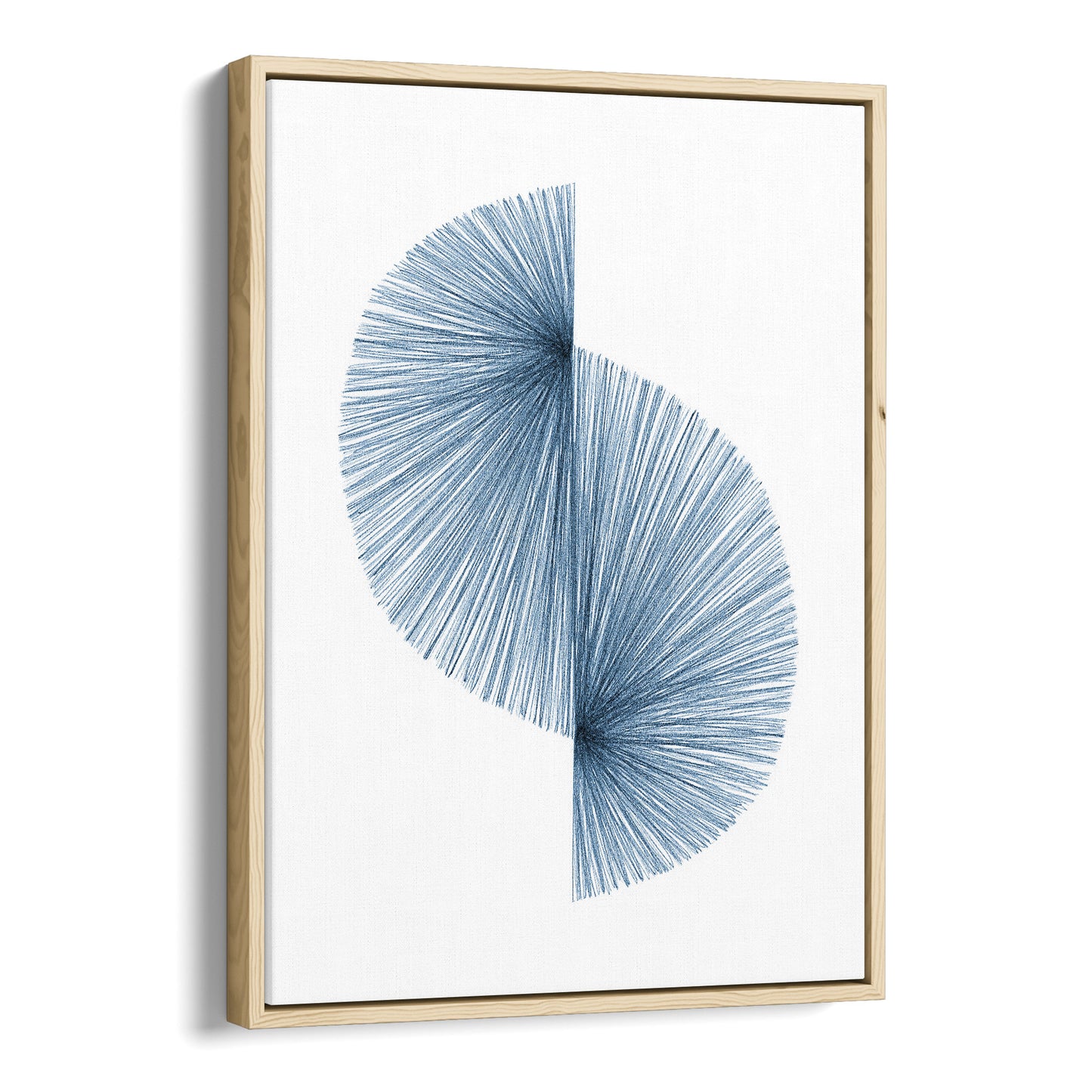 Blue Wave Mid Century Modern Geometric Abstract Line Drawing Print