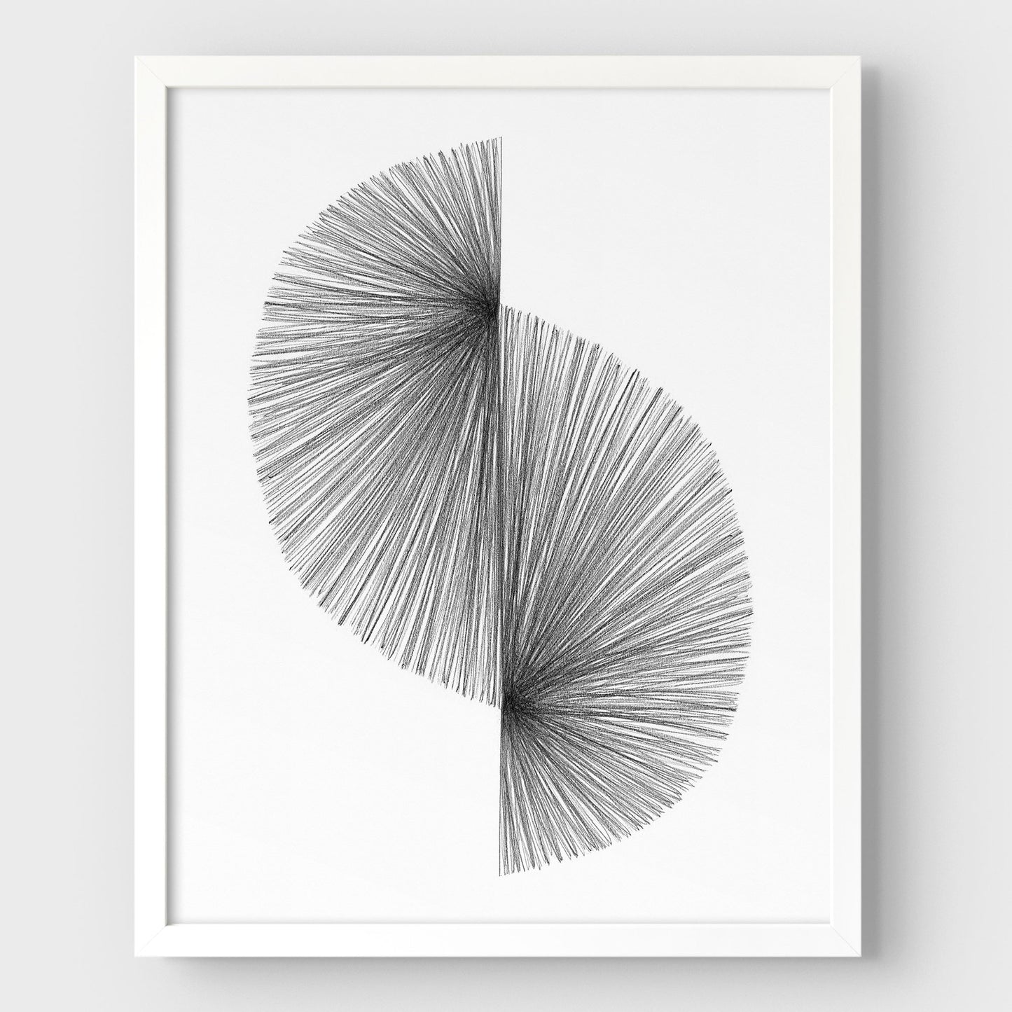 Mid Century Modern Black and White Geometric Abstract Line Drawing Print