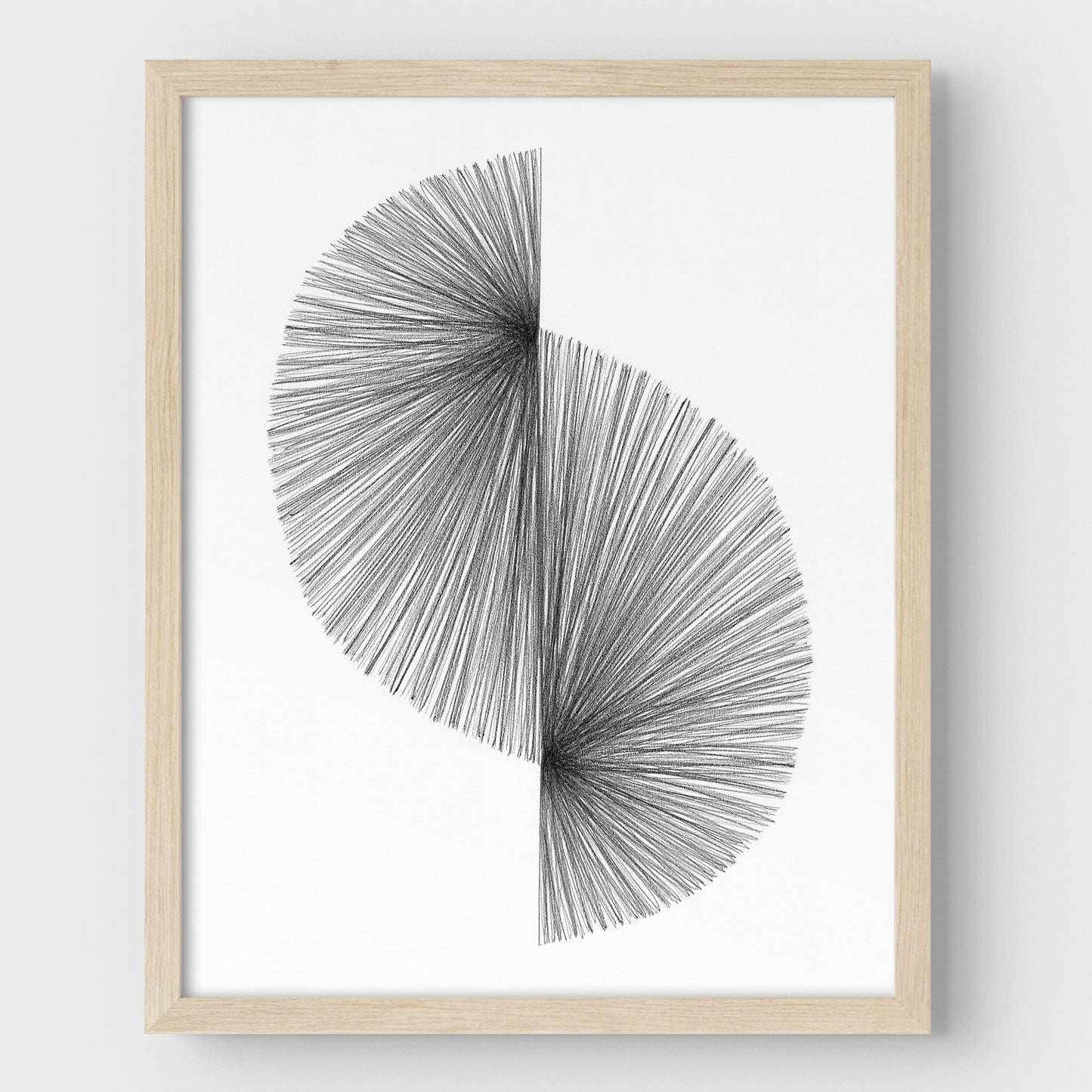 Mid Century Modern Black and White Geometric Abstract Line Drawing Print