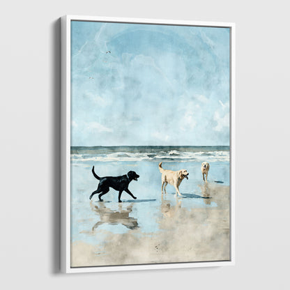 Labradors at the Beach Watercolor Art Print
