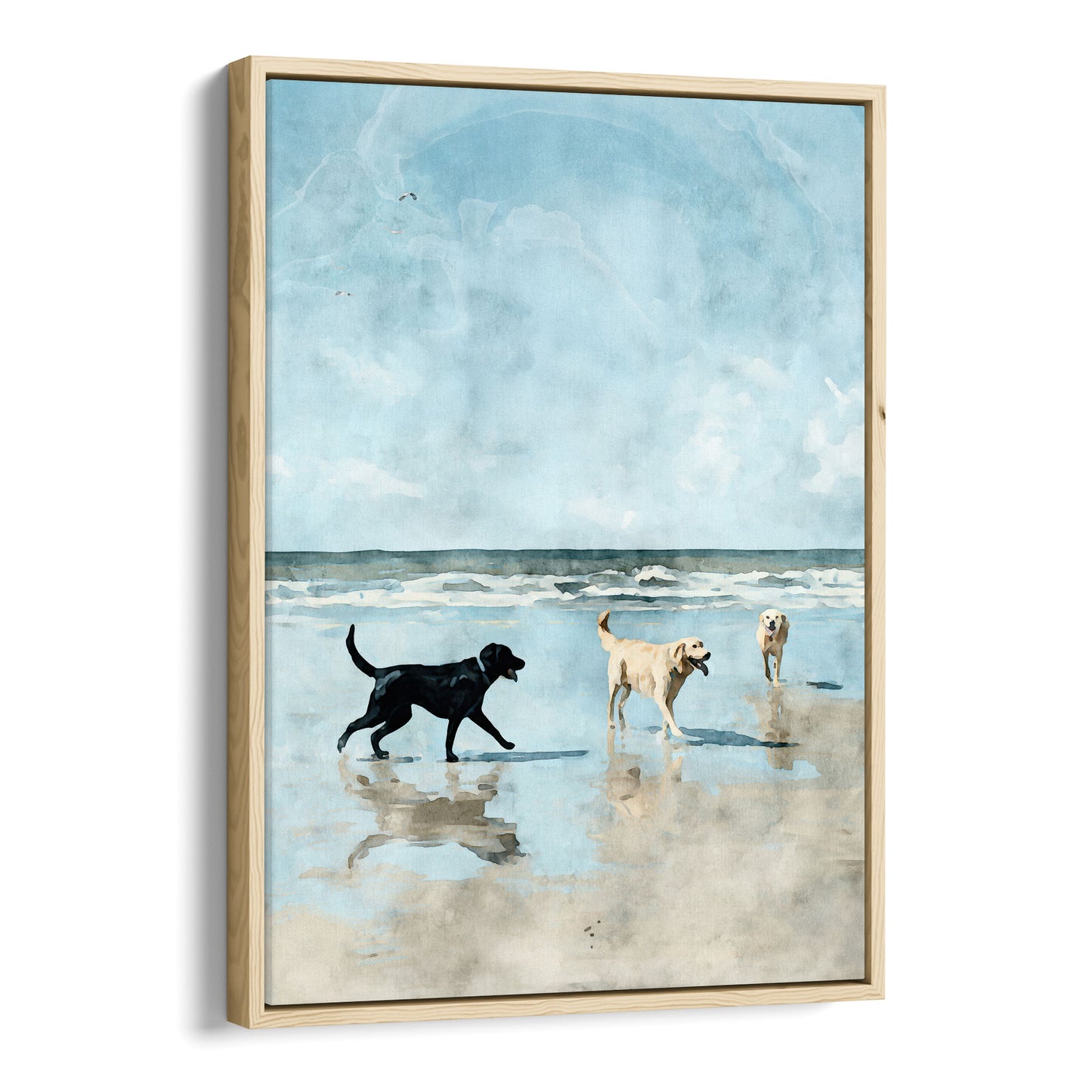 Labradors at the Beach Watercolor Art Print