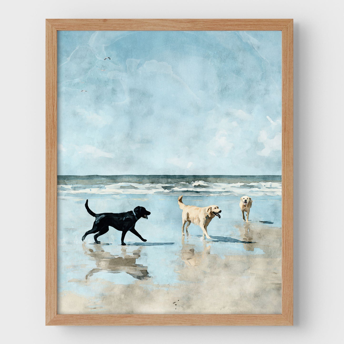 Labradors at the Beach Watercolor Art Print